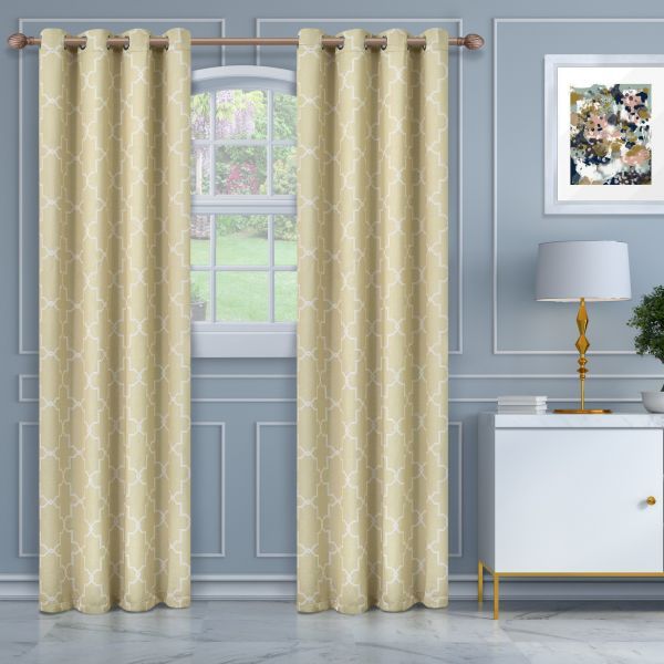 Superior Imperial Trellis Quality Soft, Insulated, Thermal, Woven Blackout  Grommet Printed Curtain Panel Pair (Set Of 2) 52" X 108" – Ivory Within Thermal Woven Blackout Grommet Top Curtain Panel Pairs (View 25 of 25)
