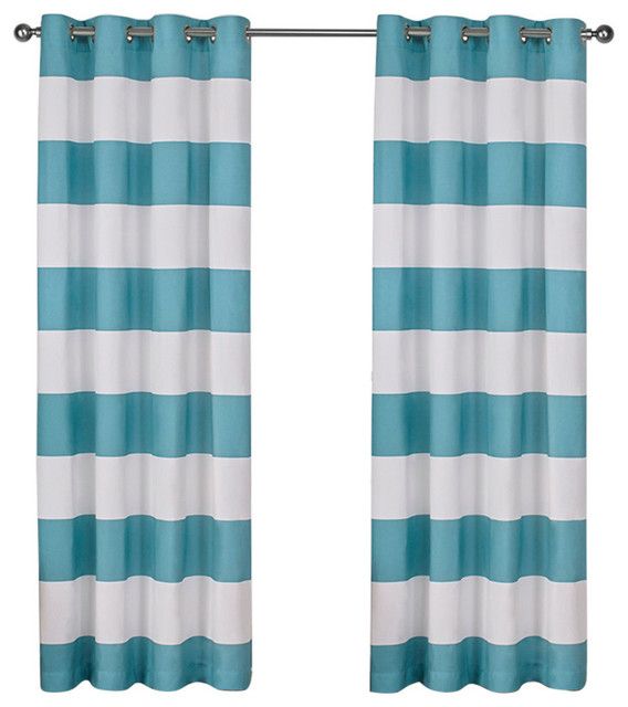 Surfside Grommet Top Curtain Panels, Set Of 2 / Panel Pair 2 – 54" X 96",  Teal Pertaining To Ocean Striped Window Curtain Panel Pairs With Grommet Top (View 5 of 25)