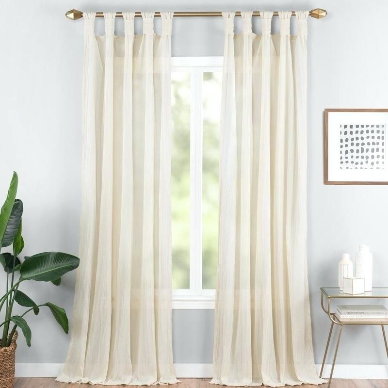 Tab Curtain Panels Solid Semi Sheer Tab Top Single Curtain With Twisted Tab Lined Single Curtain Panels (View 18 of 25)