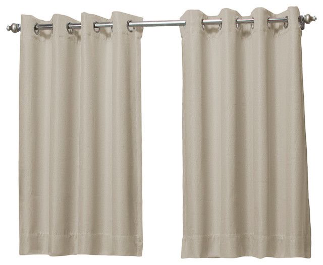 Tacoma Double Blackout Short Length Grommet Curtain Panel, Parchment,  50"x45" Throughout Ultimate Blackout Short Length Grommet Panels (View 9 of 25)