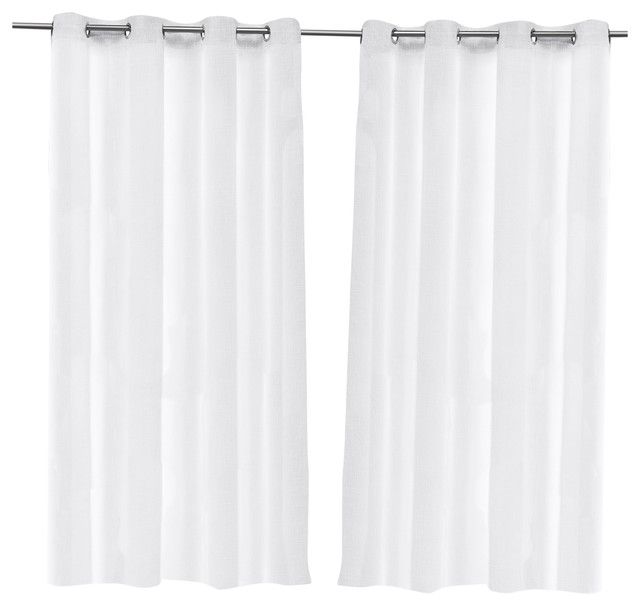 Tao Indoor/outdoor Sheer Linen Top Window Curtain Panel Pair, 54X96, White With Regard To Forest Hill Woven Blackout Grommet Top Curtain Panel Pairs (View 20 of 25)
