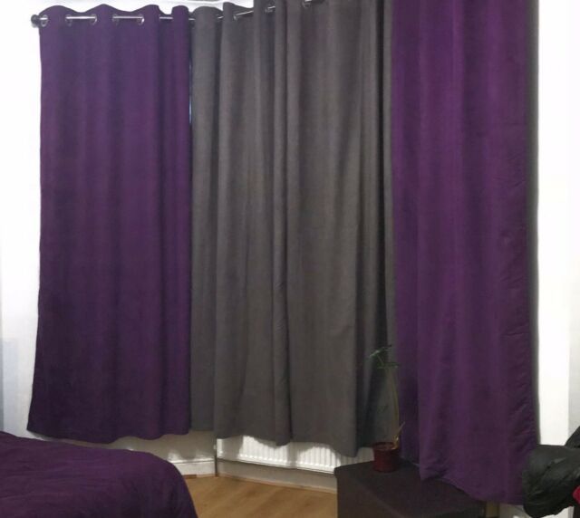 Thermal Blackout Curtains, Black & Purple (4 Set), Rails And Rods | In  Camden, London | Gumtree In London Blackout Panel Pair (View 16 of 25)