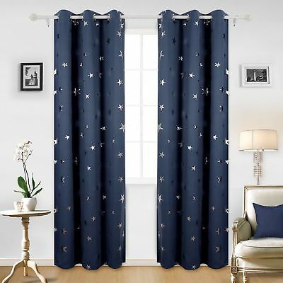 Thermal Insulated 100% Blackout Curtains Moon And Star With Regard To Superior Leaves Insulated Thermal Blackout Grommet Curtain Panel Pairs (View 9 of 25)