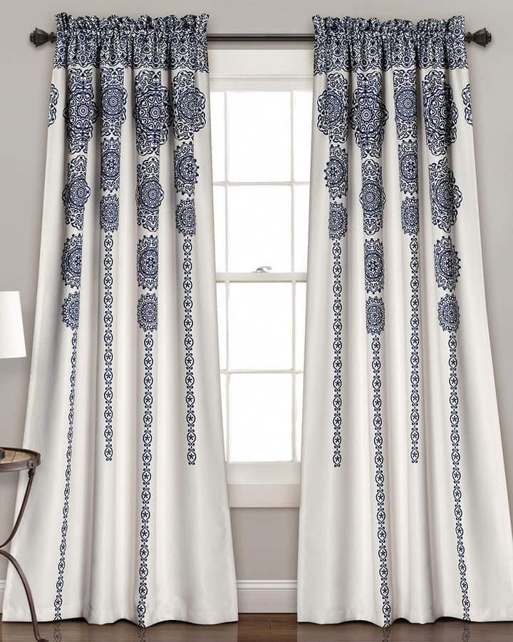 Triangle Home Set Of 2 Stripe Medallion Room Darkening Intended For Gray Barn Dogwood Floral Curtain Panel Pairs (View 7 of 25)