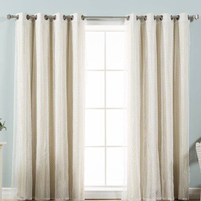Tulle Lace Polka Dots Blackout Thermal Grommet Curtain Panels For Mix & Match Blackout Tulle Lace Bronze Grommet Curtain Panel Sets (View 25 of 25)