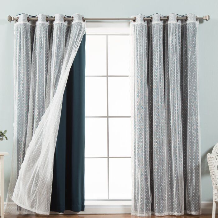 Tulle Lace Polka Dots Blackout Thermal Grommet Curtain Panels With Mix &amp; Match Blackout Tulle Lace Bronze Grommet Curtain Panel Sets (View 4 of 25)