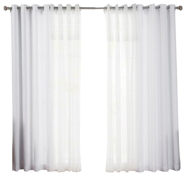 Tulle Sheer Curtains With Attached Valance, Pair, Nordic White, 84" Throughout Tulle Sheer With Attached Valance And Blackout 4 Piece Curtain Panel Pairs (View 8 of 25)