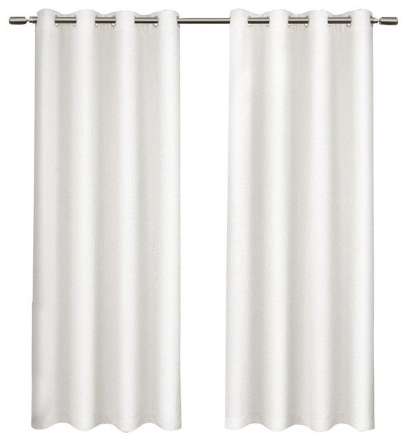 Tweed Textured Linen Blackout Grommet Curtain Panel Pair, Winter White,  52"x 84" Regarding Wilshire Burnout Grommet Top Curtain Panel Pairs (View 10 of 25)