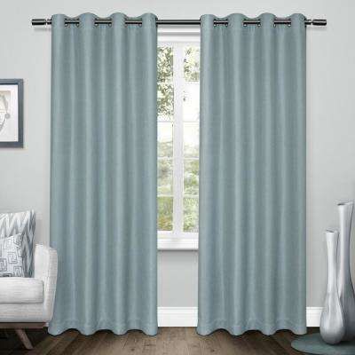 Tweed Turquoise Textured Linen Blackout Grommet Top Window Curtain Inside Thermal Textured Linen Grommet Top Curtain Panel Pairs (View 19 of 24)