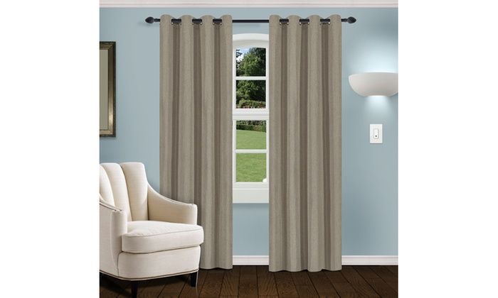 Up To 47% Off On V&v Solid Linen Insulated The | Groupon Regarding Superior Solid Insulated Thermal Blackout Grommet Curtain Panel Pairs (View 5 of 25)