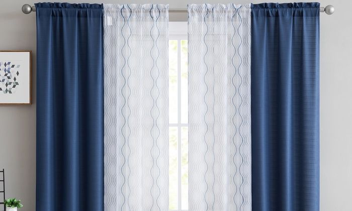 Up To 67% Off On Curtain Panel Pair Set (4 Pack) | Groupon Goods Within Caldwell Curtain Panel Pairs (View 6 of 25)