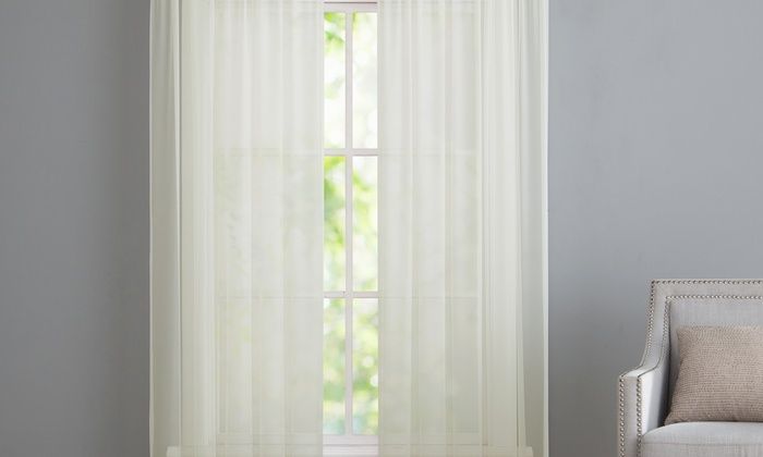 Up To 81% Off On Sheer Window Curtain Panel Pair | Groupon Goods In Infinity Sheer Rod Pocket Curtain Panels (View 20 of 25)