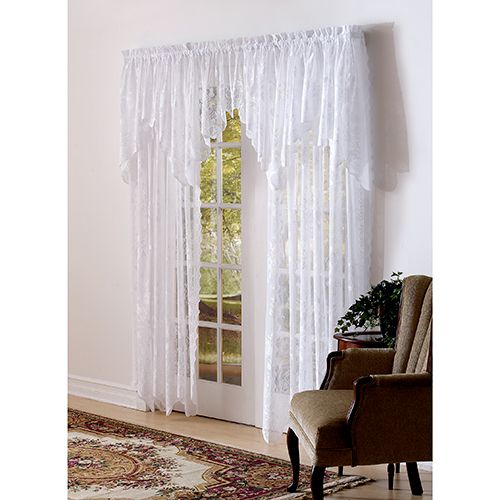 Upc 029927245202 – Allison Lace Valance – 58X32 , Ivory With Alison Rod Pocket Lace Window Curtain Panels (View 24 of 25)