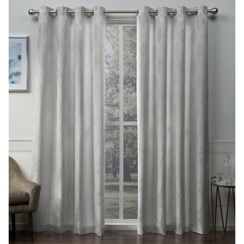 Vallejo Textured Linen Jacquard Geometric Grommet Curtain Panels Inside Grommet Curtain Panels (View 21 of 25)