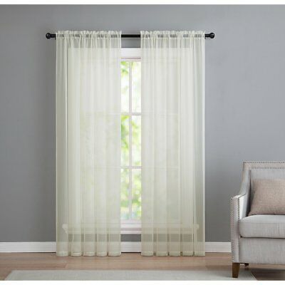 Vcny Home Infinity Sheer Rod Pocket Window Curtains, 55' X 108", White  735732804106 | Ebay Regarding Infinity Sheer Rod Pocket Curtain Panels (View 2 of 25)