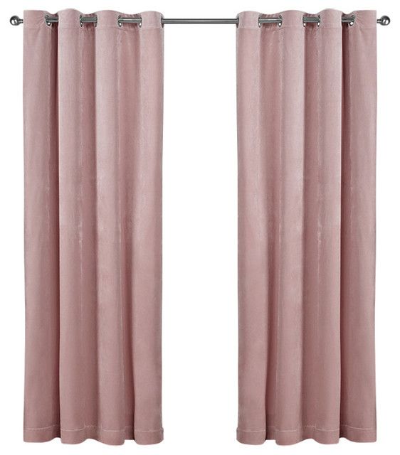 Velvet Grommet Top Curtains, Set Of 2, Blush Pink, 54"x108" Pertaining To Velvet Solid Room Darkening Window Curtain Panel Sets (View 6 of 25)