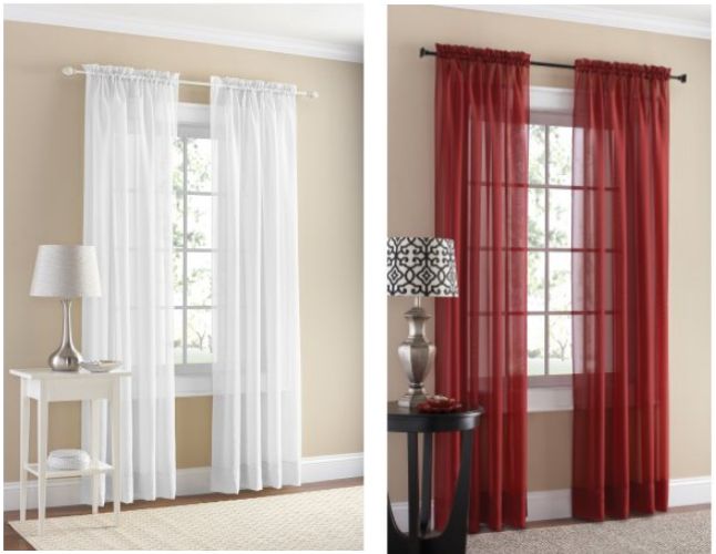 Walmart: 2 Mainstays Marjorie Solid Voile Curtain Panel Pair With Pairs To Go Victoria Voile Curtain Panel Pairs (View 18 of 25)