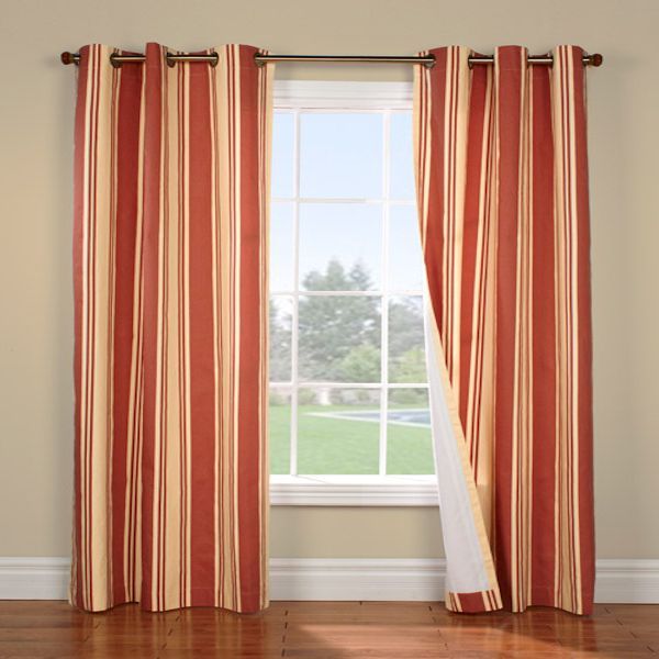 Weathermate Broadstripe Terracotta/beige Insulated Regarding Insulated Cotton Curtain Panel Pairs (View 7 of 25)