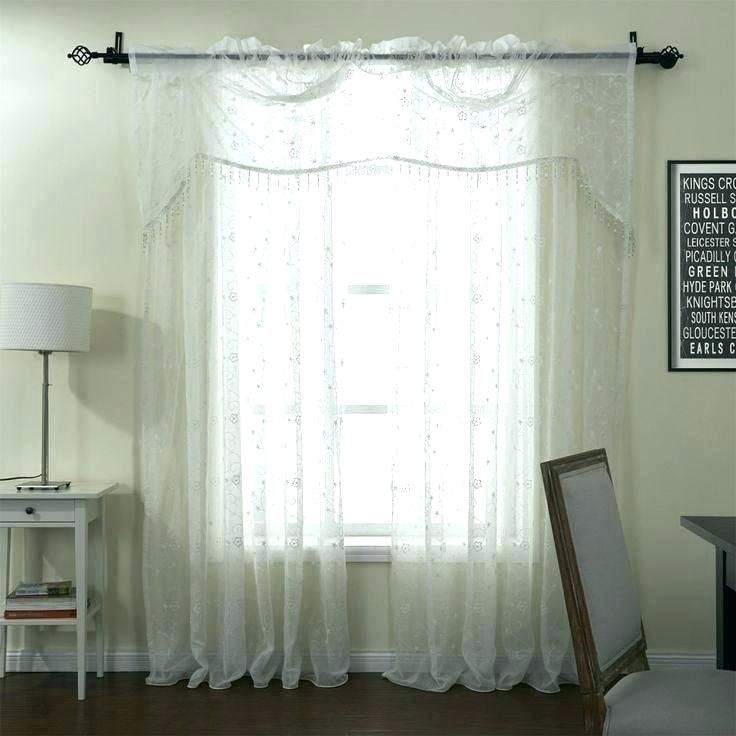White Patterned Sheer Curtains With Valance Pattern Finery Intended For Overseas Leaf Swirl Embroidered Curtain Panel Pairs (View 14 of 25)