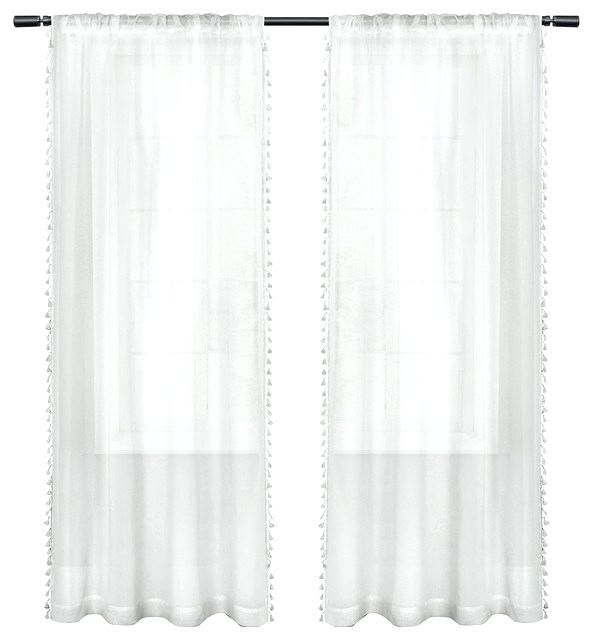 White Tassel Curtains – Curativenews With Tassels Applique Sheer Rod Pocket Top Curtain Panel Pairs (View 13 of 25)