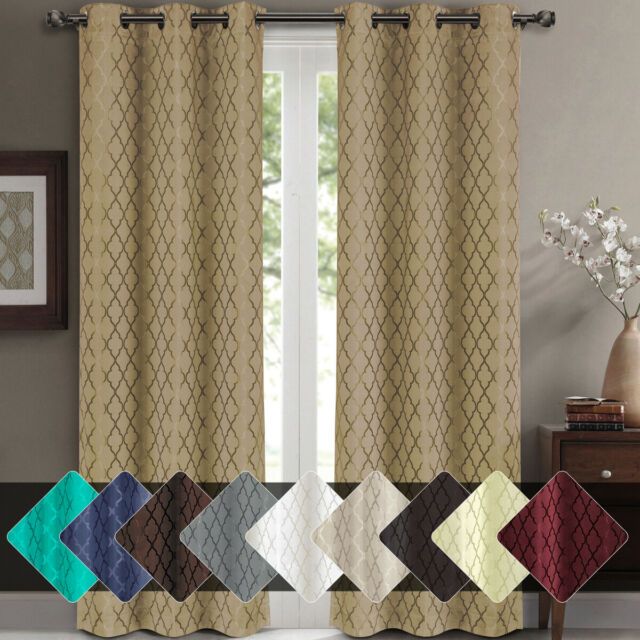 Willow Jacquard Blackout Thermal Insulated Window Curtain Panels Pair (Set  Of 2) Pertaining To Thermal Textured Linen Grommet Top Curtain Panel Pairs (View 22 of 24)