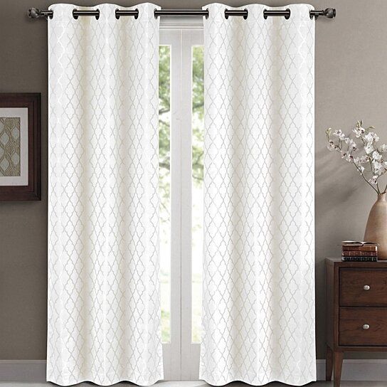 Willow Jacquard Blackout Thermal Insulated Window Curtain Panels Pair (Set  Of 2) Regarding Thermal Insulated Blackout Curtain Panel Pairs (View 7 of 25)