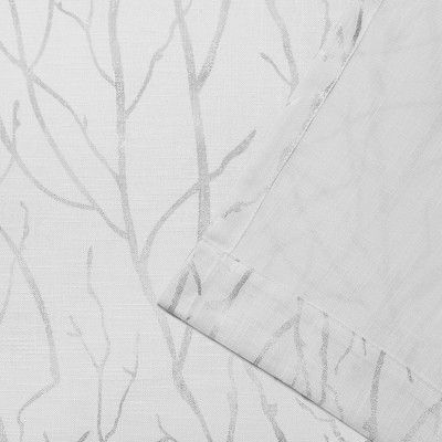 Woodland Printed Metallic Branch Textured Linen Sheer Intended For Oakdale Textured Linen Sheer Grommet Top Curtain Panel Pairs (View 25 of 27)