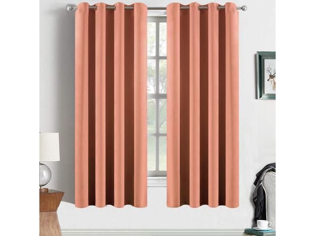Yakamok Coral Orange Room Darkening Blackout Curtains Thermal Insulated  Drapes Solid Grommet Top Window Curtain Panels For Girls' Bedroom, 2 Tie  Backs Regarding Solid Grommet Top Curtain Panel Pairs (View 10 of 25)