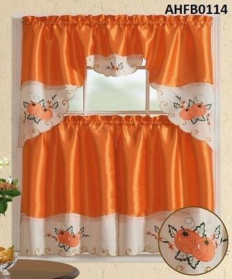 3 Pc Christmas Candle Beige Kitchen Window Curtain Set With Abby Embroidered 5 Piece Curtain Tier And Swag Sets (View 17 of 25)
