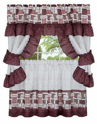 3 Pc Kitchen Curtain Tailored Cottage Set (57"x36") Inspiration  Words,achim, Sp | Ebay Regarding Sunflower Cottage Kitchen Curtain Tier And Valance Sets (View 23 of 25)
