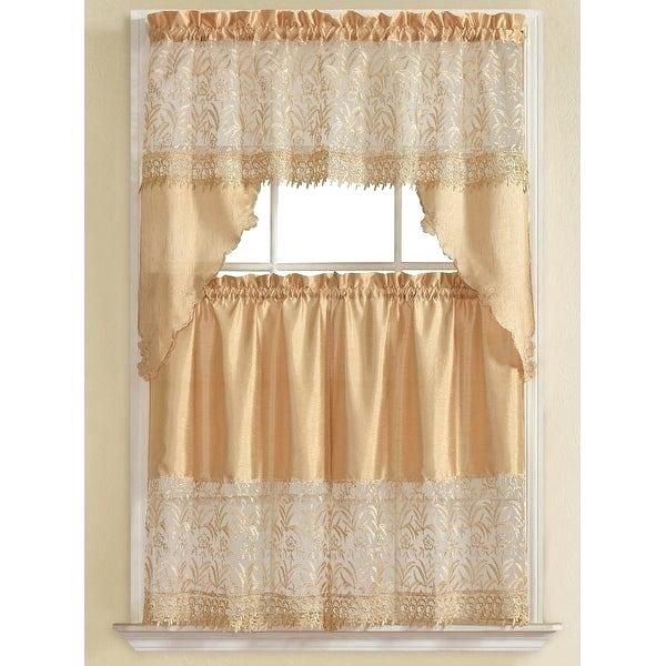 3 Tier Curtains – Visele Mele Inside Cotton Lace 5 Piece Window Tier And Swag Sets (View 13 of 25)