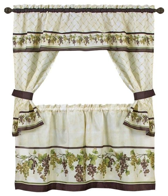 4 Piece Cottage Window Set, Curtains, Tiers And Ruffled Swag, Tuscany Regarding Traditional Two Piece Tailored Tier And Valance Window Curtains (Photo 20 of 25)