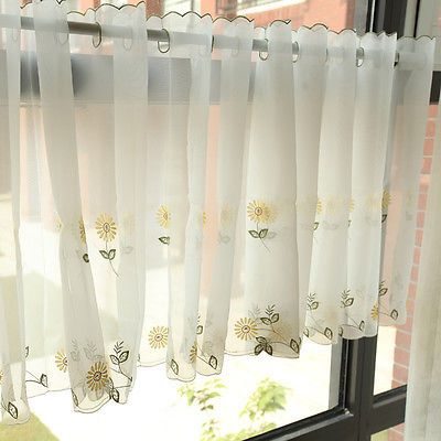 69" W Daisy Grommet Vintage Kitchen Sheer Cafe Curtains White Sheer Tier  Curtain | Ebay With Spring Daisy Tiered Curtain 3 Piece Sets (View 12 of 25)
