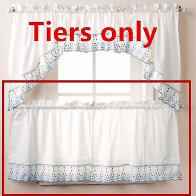 Abby Kitchen Tier Curtains One Pair Of Tailored Tiers 60"w X 36"l  76389970708 | Ebay With Regard To Traditional Two Piece Tailored Tier And Valance Window Curtains (View 22 of 25)