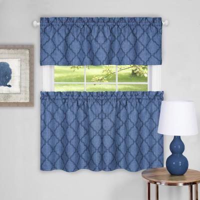 Achim Barnyard Navy Polyester Tier And Valance Curtain Set With Regard To Barnyard Window Curtain Tier Pair And Valance Sets (View 11 of 25)