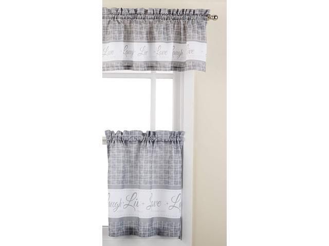 Achim Home Furnishings Achim Home Imports Live, Love, Laugh Window Curtain  Tier Pair And Valance Set, Pair & Valance 58" X 24", Grey – Newegg Within Live, Love, Laugh Window Curtain Tier Pair And Valance Sets (View 1 of 25)