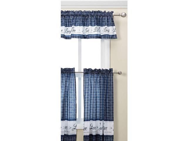 Achim Home Furnishings Achim Home Imports Live, Love, Laugh Window Curtain  Tier Pair And Valance Set, Pair & Valance 58" X 36", Navy – Newegg Pertaining To Live, Love, Laugh Window Curtain Tier Pair And Valance Sets (View 2 of 25)