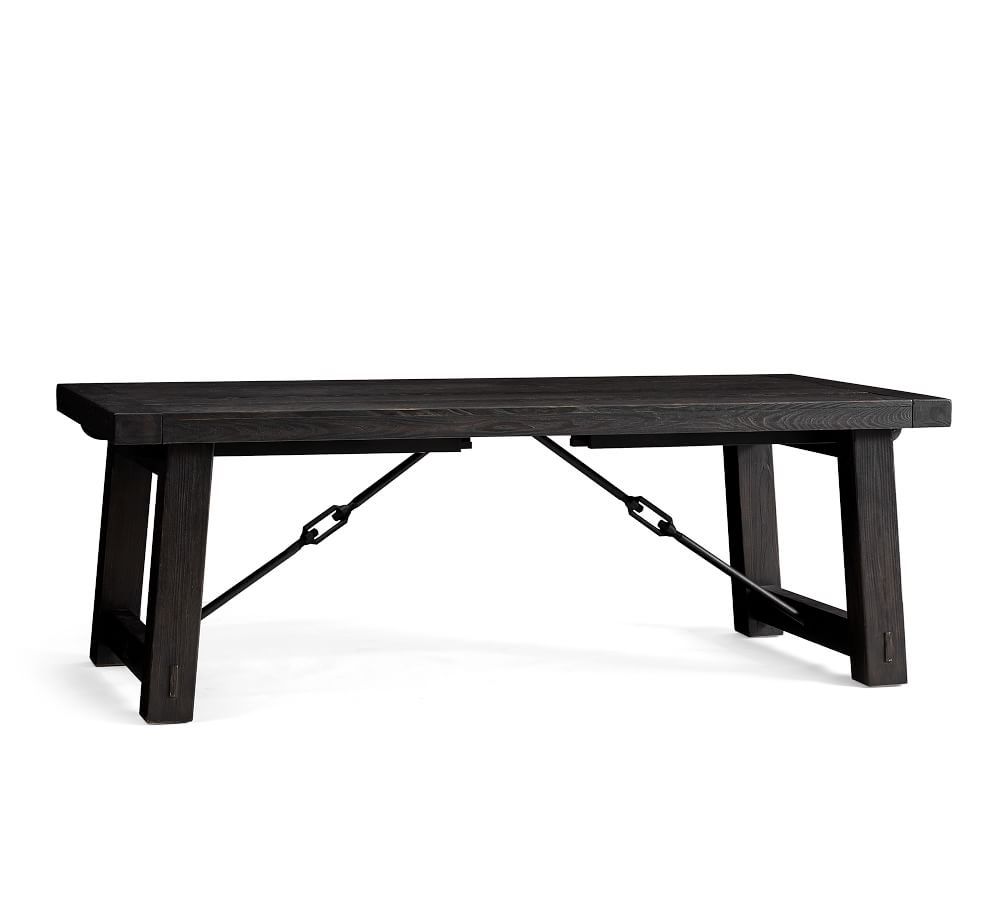 Benchwright Extending Dining Table In 2018 Blackened Oak Benchwright Pedestal Extending Dining Tables (Photo 1 of 25)