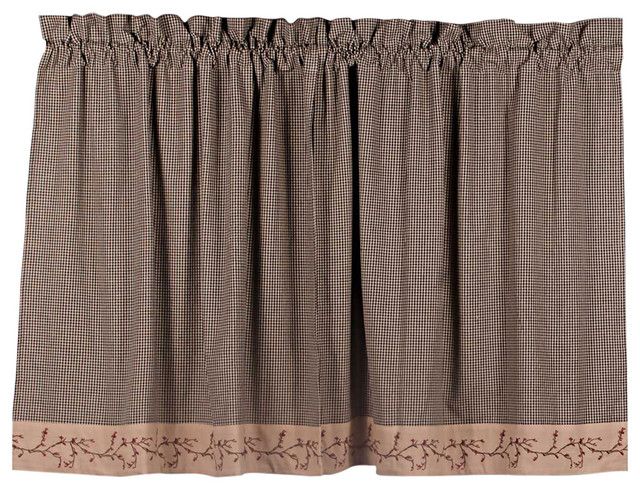 Berry Vine Gingham 36" Curtain Tiers, Black Inside Barnyard Window Curtain Tier Pair And Valance Sets (View 12 of 25)