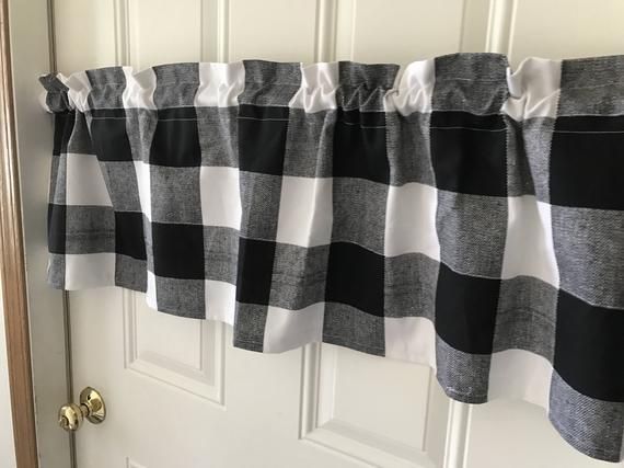 Black And White Buffalo Check Curtain Valance In 2019 For Cotton Blend Classic Checkered Decorative Window Curtains (View 1 of 25)