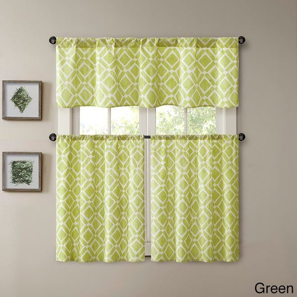 Buy Green, Polyester Blend Curtain Tiers Online At Overstock Intended For Dexter 24 Inch Tier Pairs In Green (View 9 of 25)