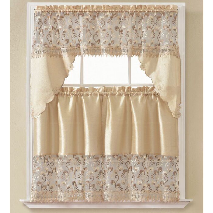 Carpenter 60" Kitchen Curtain Pertaining To Abby Embroidered 5 Piece Curtain Tier And Swag Sets (View 18 of 25)