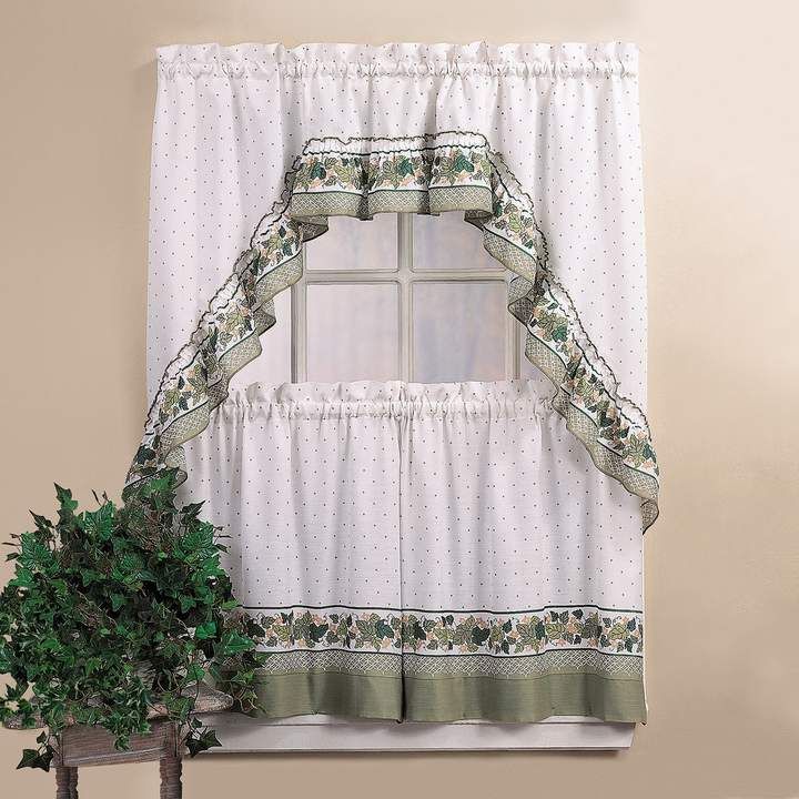 Chf Cottage Ivy 36 Valance Tier Set In 2019 | Products Throughout Micro Striped Semi Sheer Window Curtain Pieces (View 3 of 25)