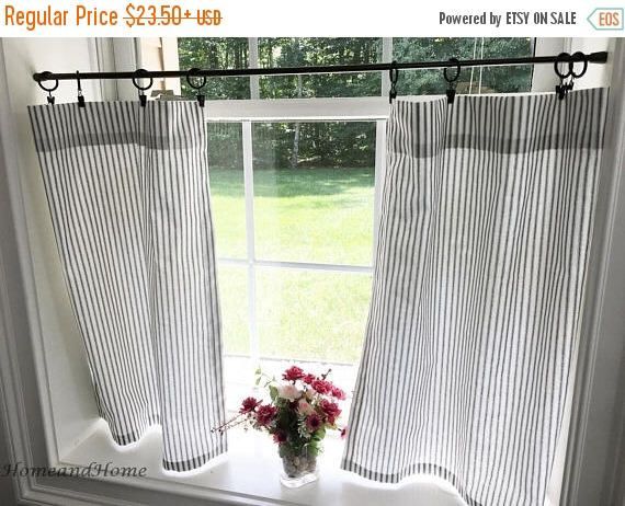 Classic Ticking Stripe Cafe Curtains (View 16 of 25)