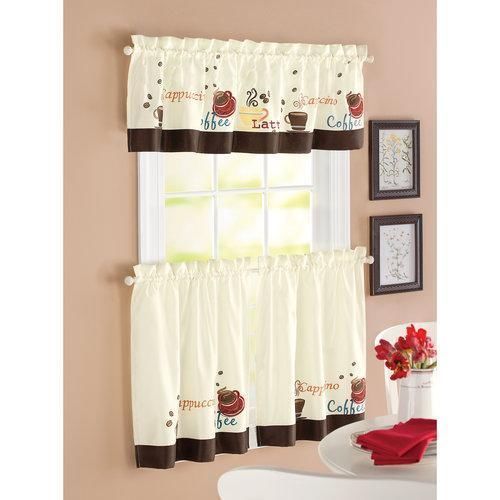 Coffee Espresso Latte Cafe Ivory Brown Kitchen Curtains Throughout Barnyard Window Curtain Tier Pair And Valance Sets (View 6 of 25)