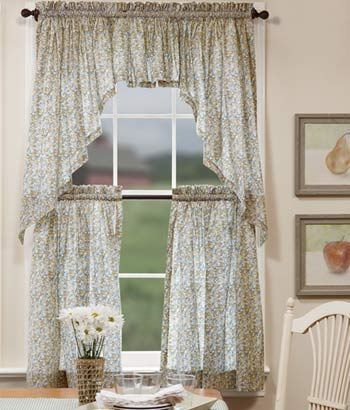 Country Calico Rod Pocket Curtains – For Kitchen? | For The Regarding Rod Pocket Kitchen Tiers (View 1 of 25)