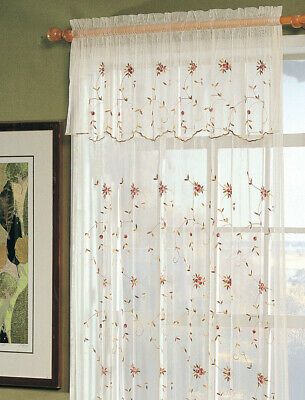 Creative Linens Embroidered Lace Roses Floral Window Curtain Panel Beige 1  Piece | Ebay With Regard To Abby Embroidered 5 Piece Curtain Tier And Swag Sets (View 7 of 25)