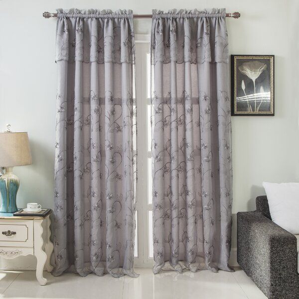 Curtains With Valance Attached | Wayfair Regarding Imperial Flower Jacquard Tier And Valance Kitchen Curtain Sets (View 15 of 25)
