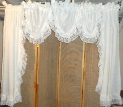 Daisy Floral Lace Curtains Swag & Tier Set 57" Floral Modern Inside Cotton Lace 5 Piece Window Tier And Swag Sets (View 8 of 25)