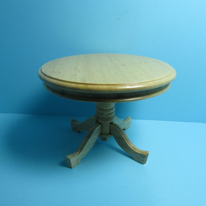 Details About Dollhouse Miniature Wood Oak Round Kitchen Dining Room Table  Pedestal Base T4259 In Most Current Aztec Round Pedestal Dining Tables (View 4 of 25)
